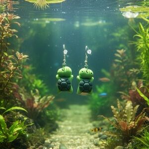 Green Turtle Earrings